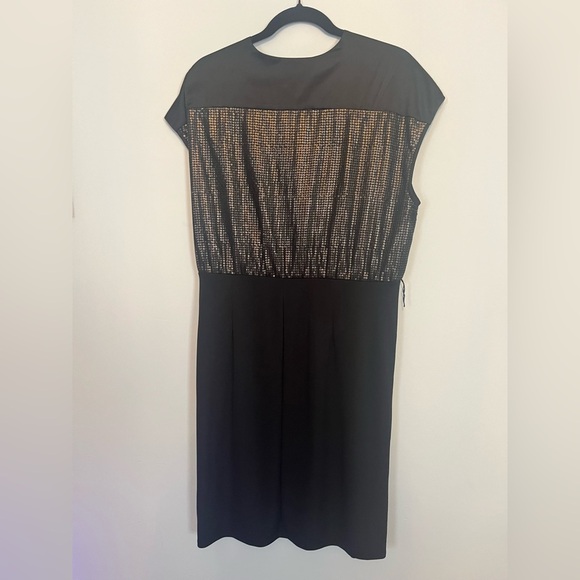 Narciso Rodriguez black and gold shimmer faux wrap dress size XL - Picture 4 of 4